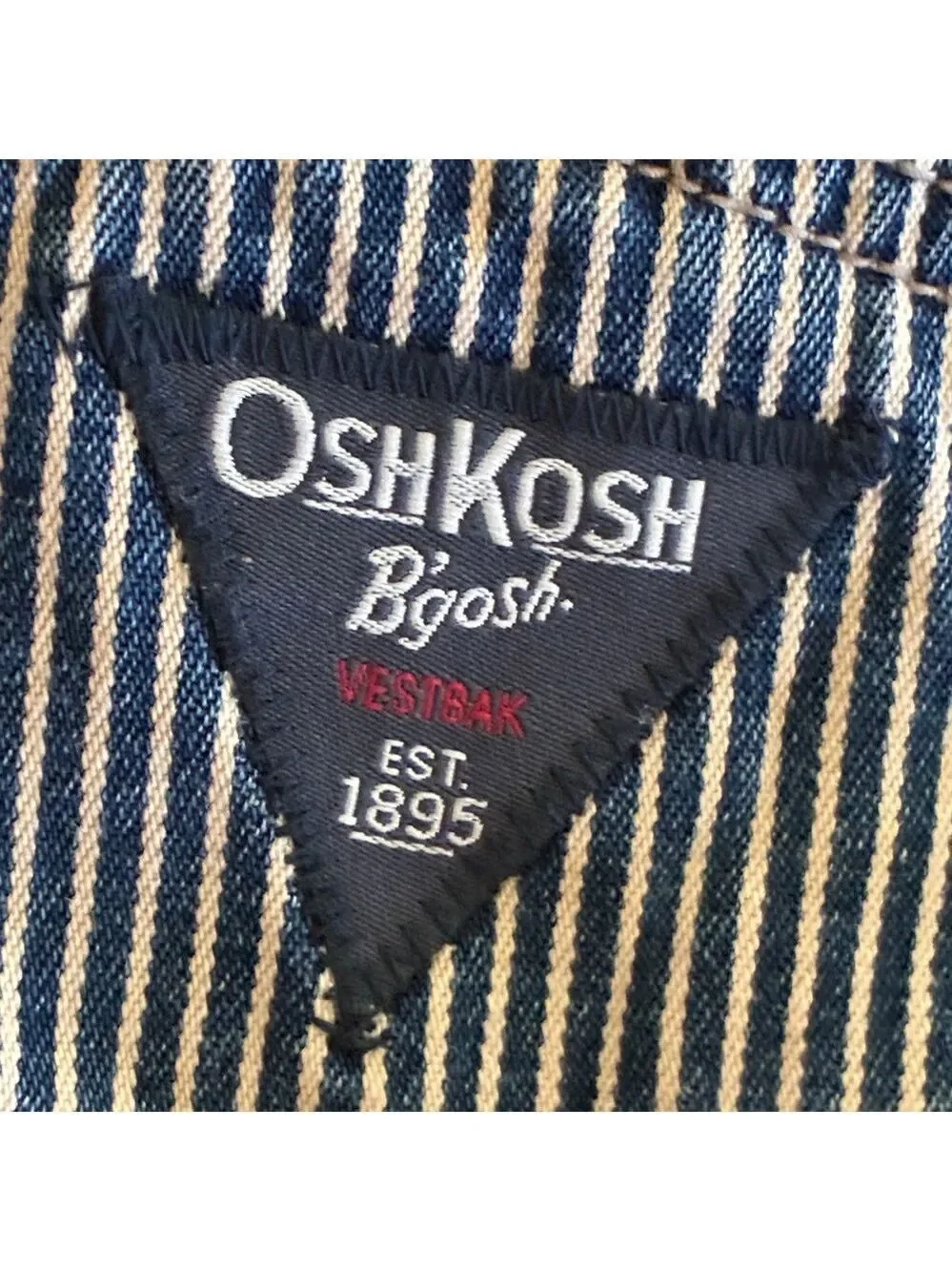 OshKosh B'gosh Vintage Vestback Railroad Stripe Conductor Overalls - Size 18 M